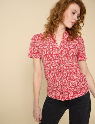 White Stuff Women's Jersey Printed Shirt - 8 - Red Mix, Red Mix