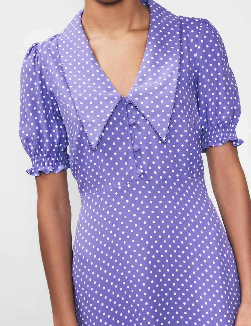 Crepe Polka Dot Collared Midi Tea Dress image 3