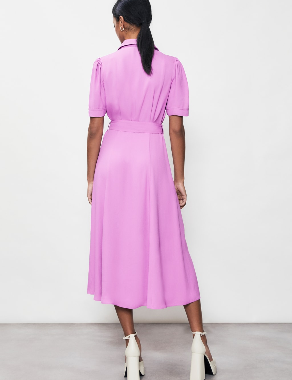 Belted Button Through Midi Shirt Dress image 3