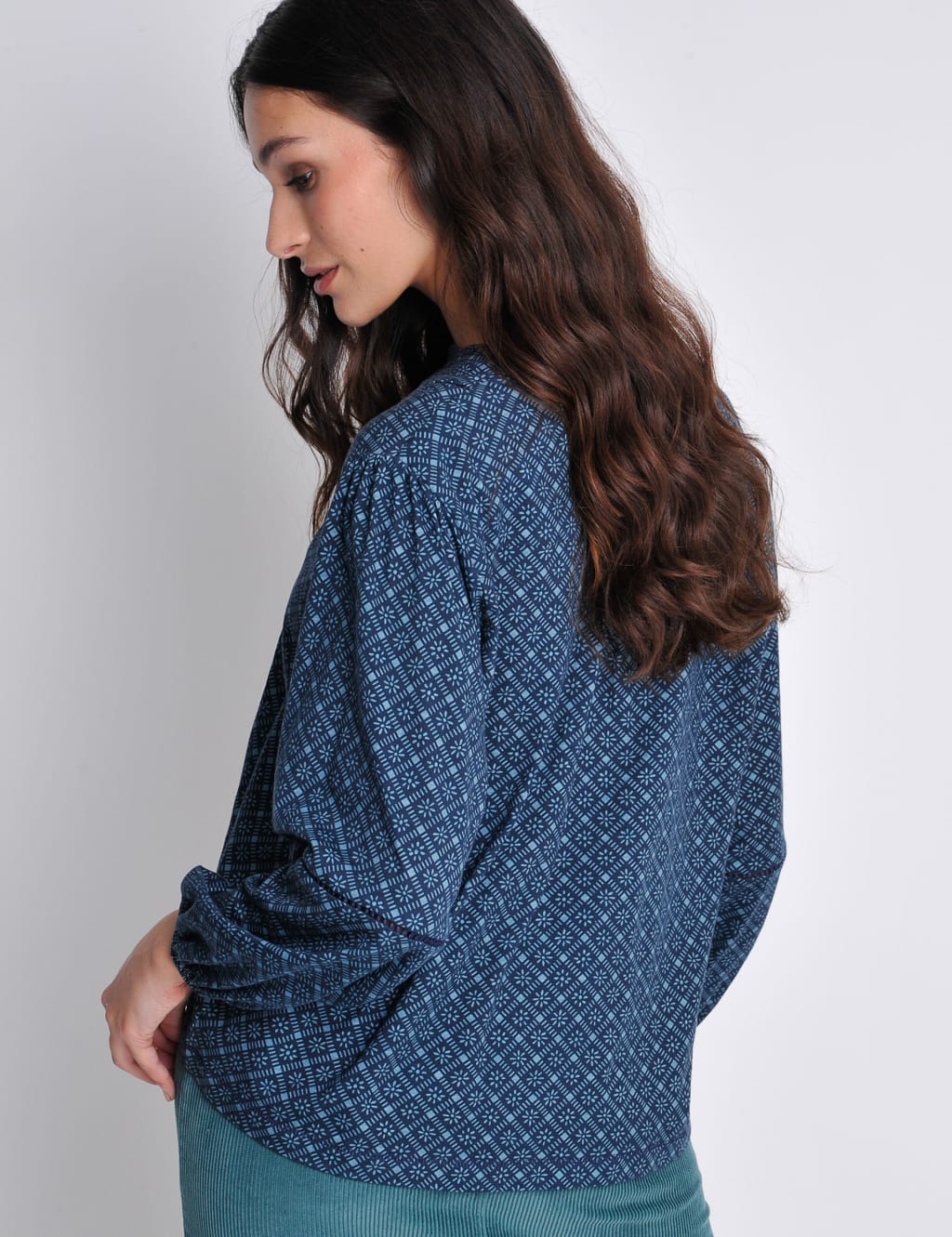 Modal Blend Floral Bib Front Blouse image 4