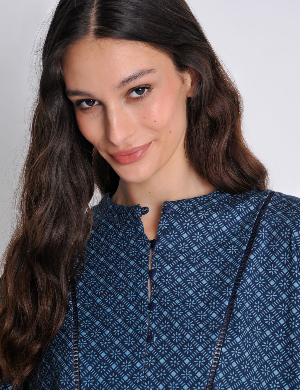 Modal Blend Floral Bib Front Blouse image 5