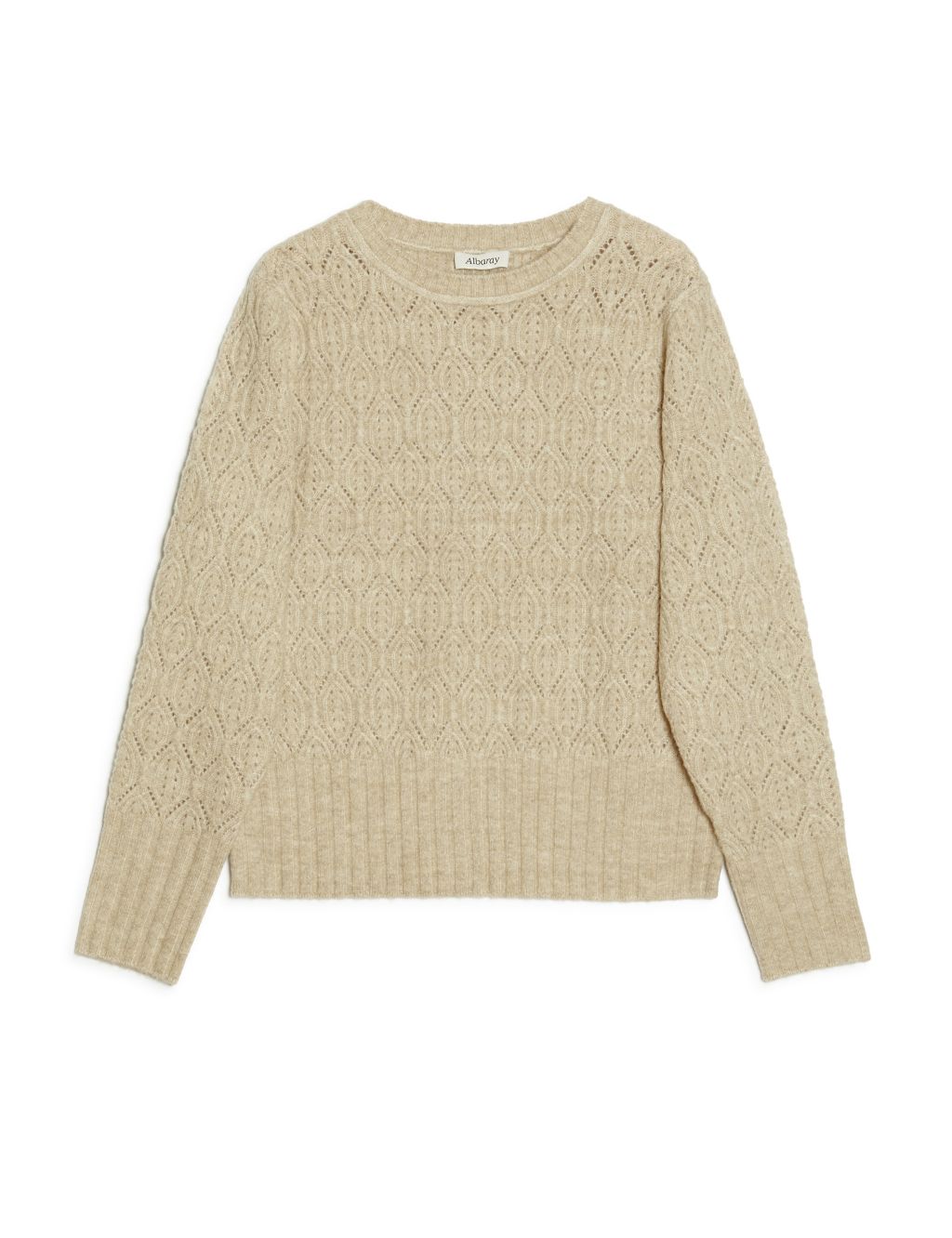 Pointelle Cable Knit Crew Neck Jumper image 2