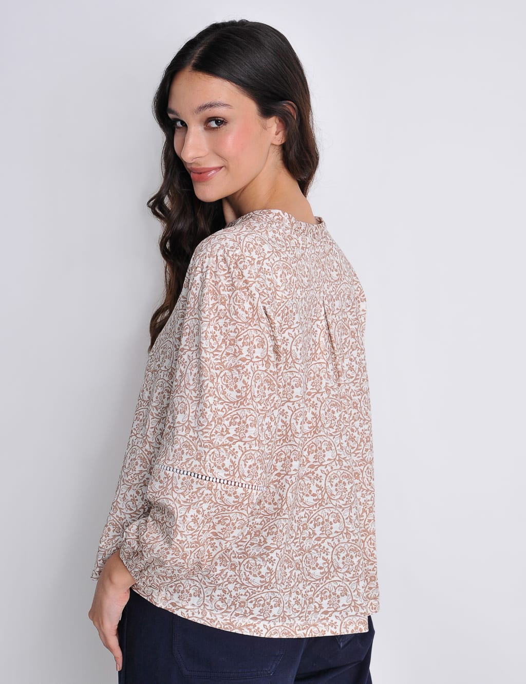 Modal Blend Floral Bib Front Blouse image 4
