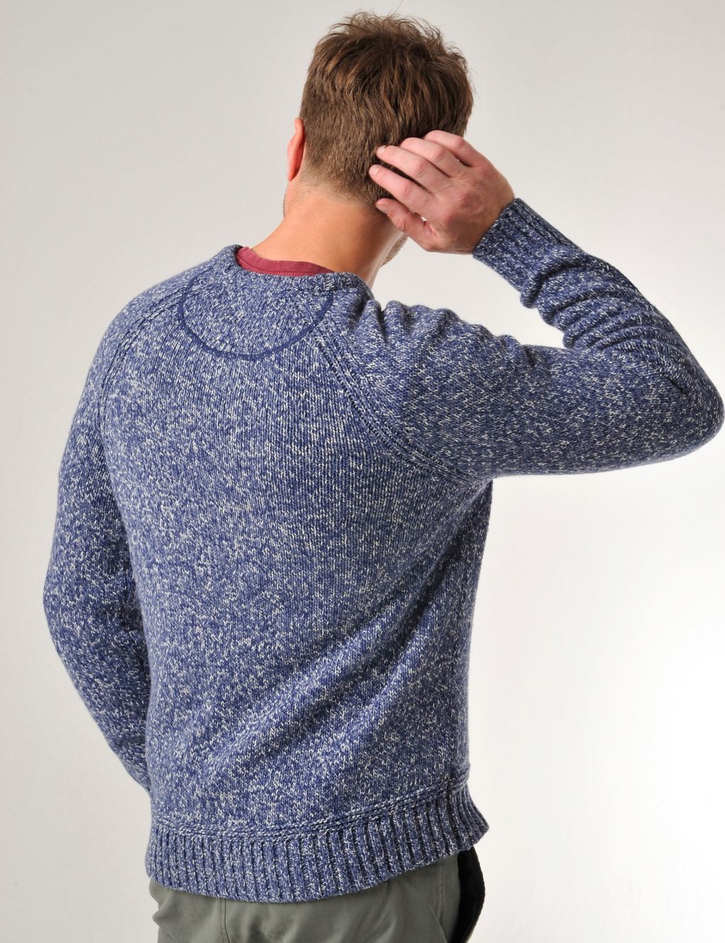 Cotton Rich Crew Neck Jumper with Wool image 4