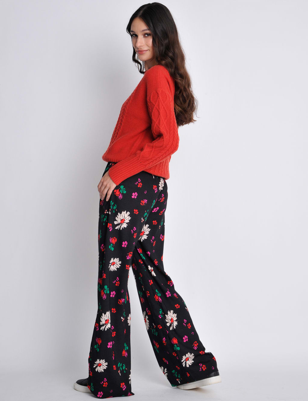 Floral Elasticated Waist Wide Leg Trousers image 4