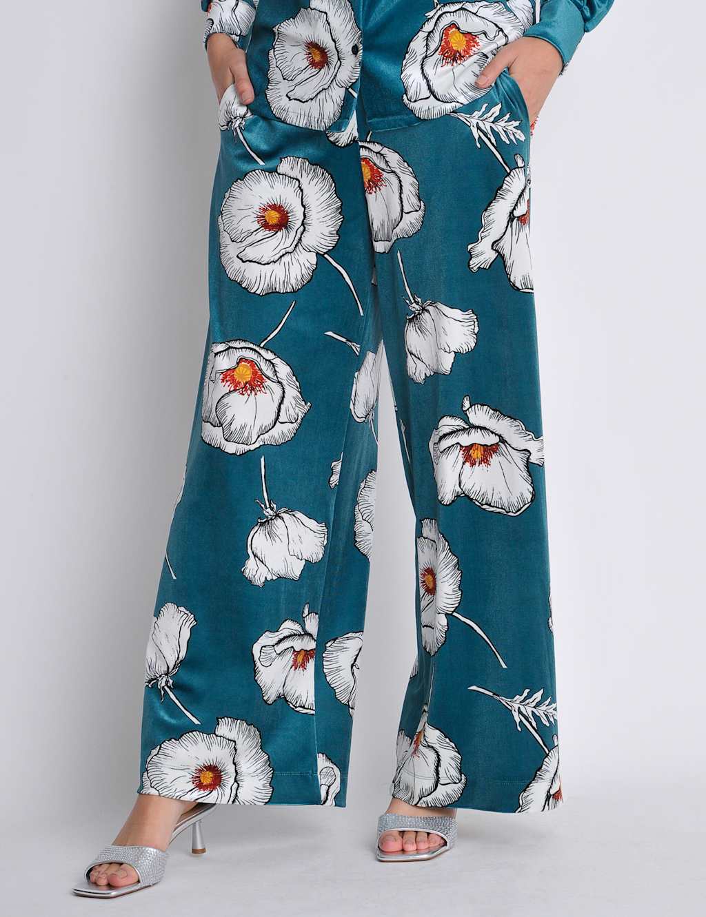 Velvet Floral Wide Leg Trousers image 3