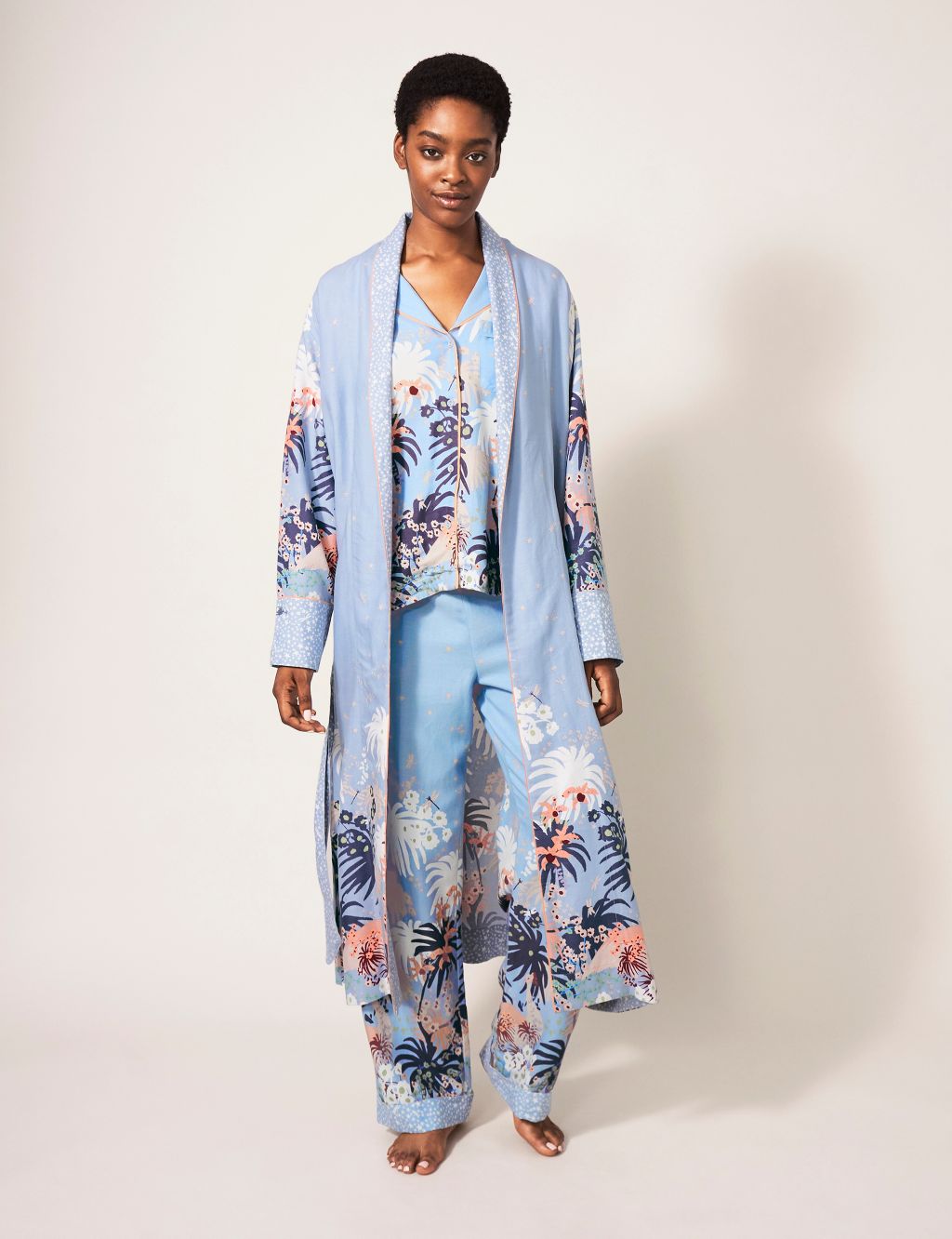 Cotton Rich Printed Dressing Gown image 1
