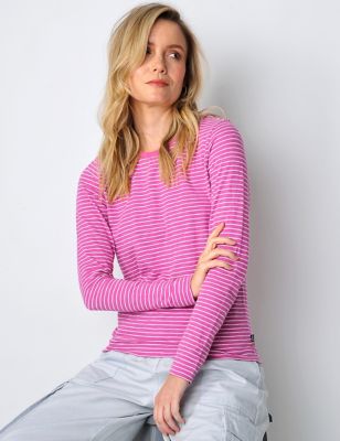 Burgs Womens Pure Cotton Striped T-Shirt - 8 - Pink Mix, Pink Mix