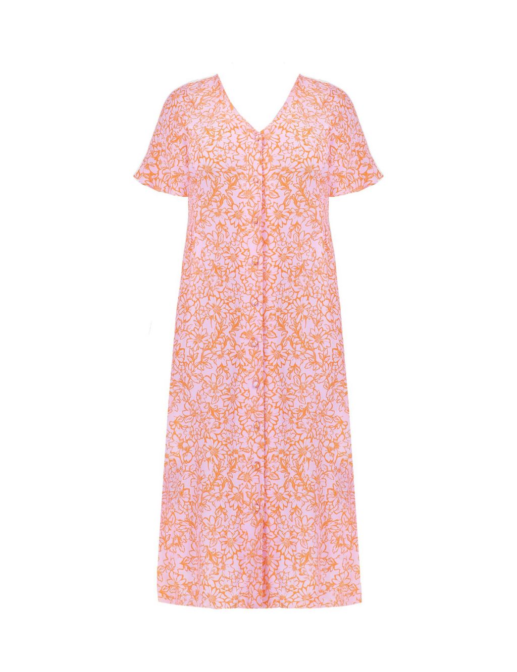 Floral V-Neck Shirred Midi Tea Dress image 2