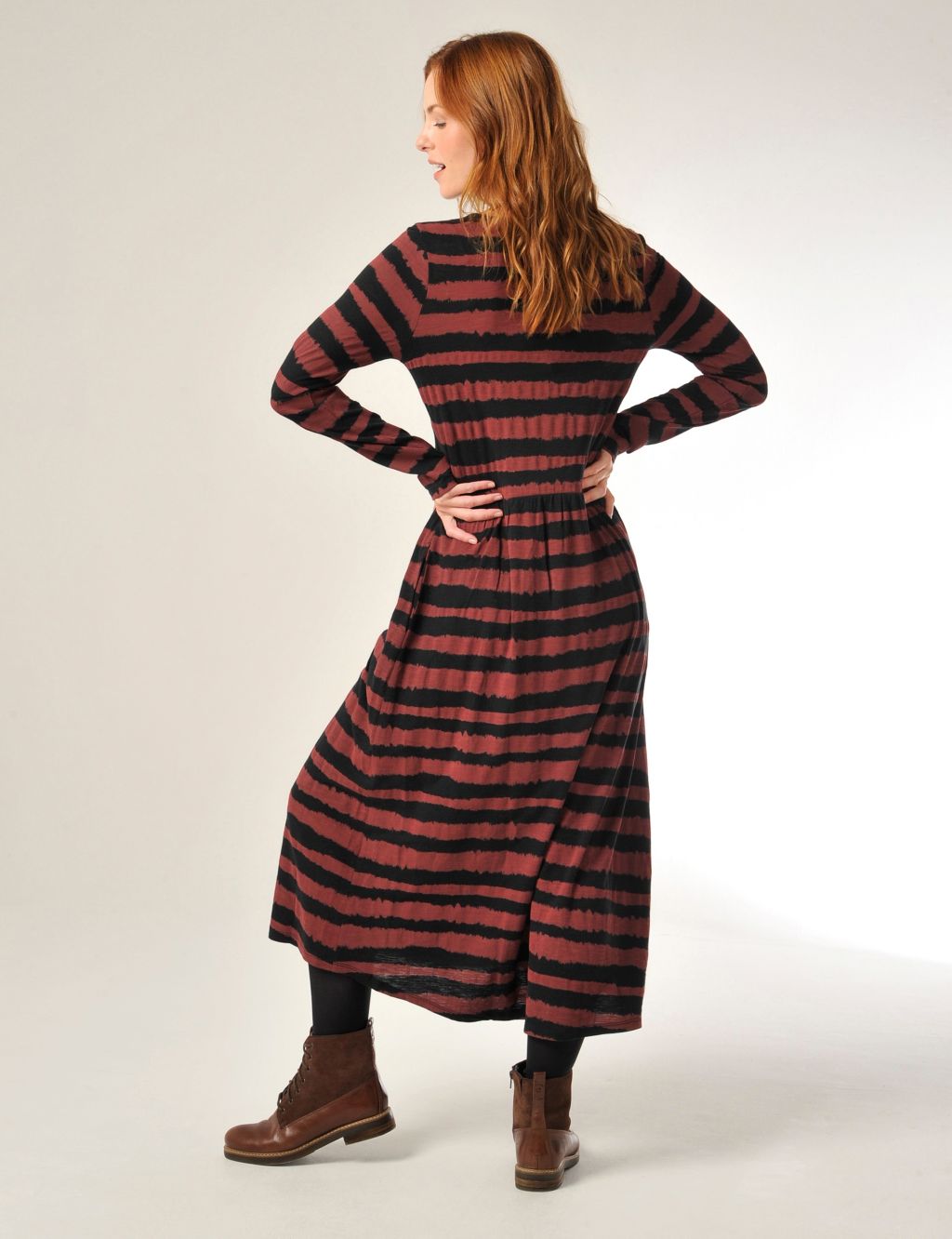 Cotton Rich Striped Midi Smock Dress image 3