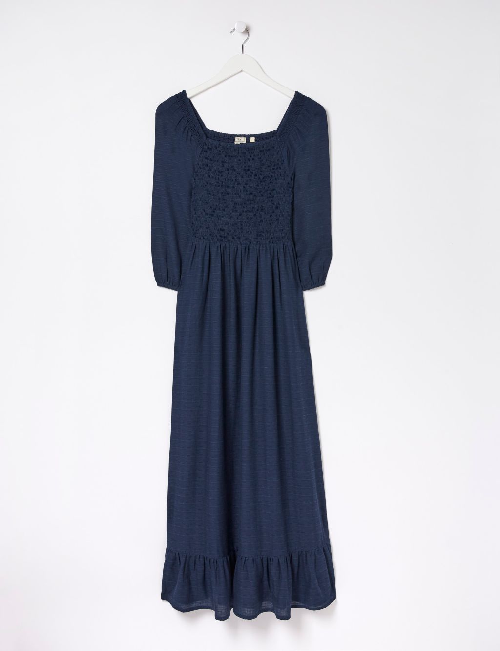 Square Neck Midi Shirred Dress with Linen image 2