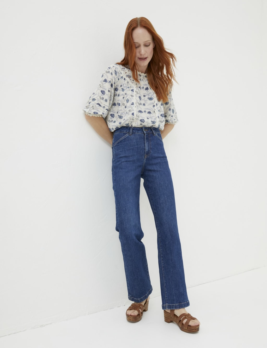 High rise on sale wide leg jeans