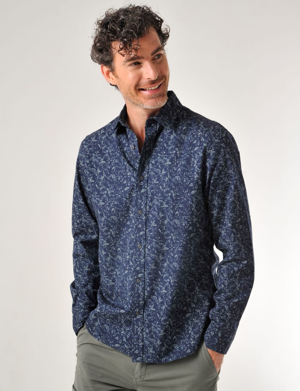 Pure Cotton Leaf Print Shirt