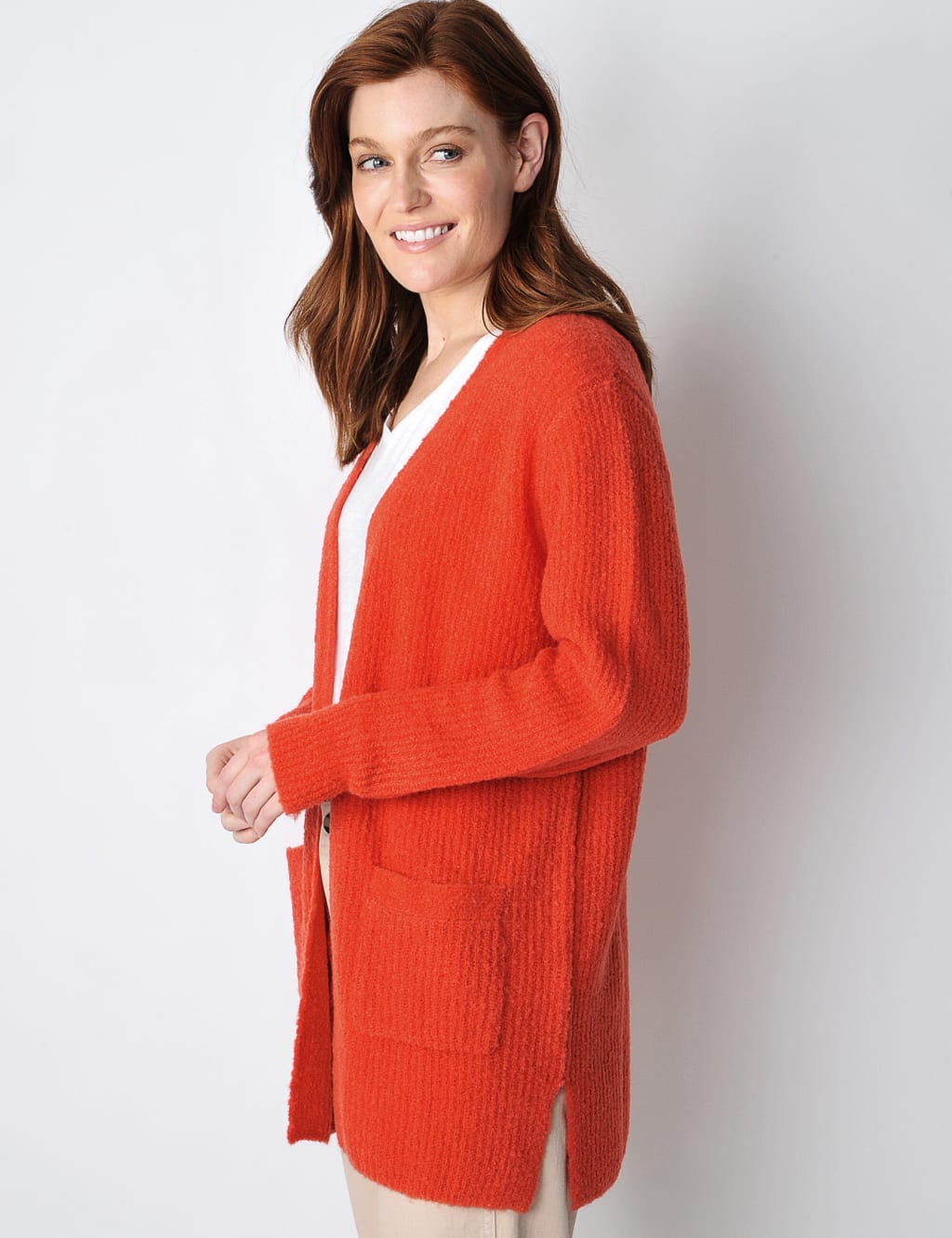 Wool Blend Ribbed Longline Cardigan