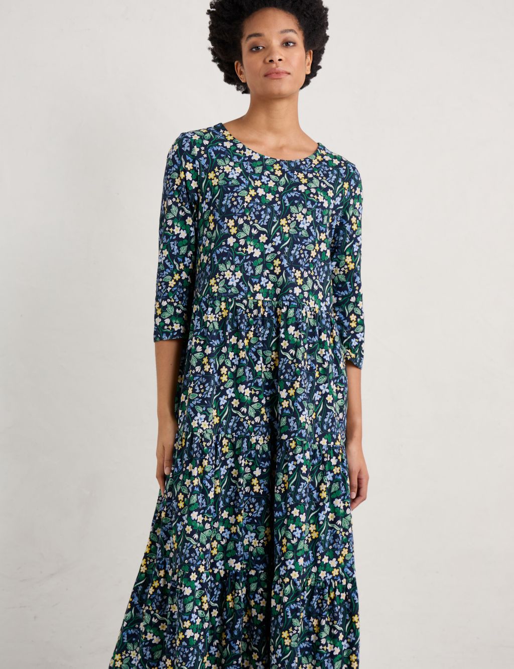Organic Cotton Floral Midaxi Tiered Dress image 4