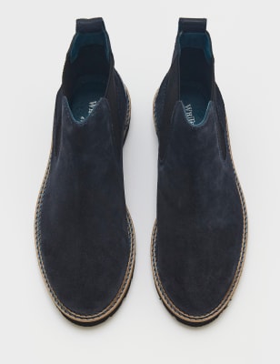 M&S White Stuff Womens Suede Chelsea Ankle Boots - 4 - Navy, Navy,Khaki