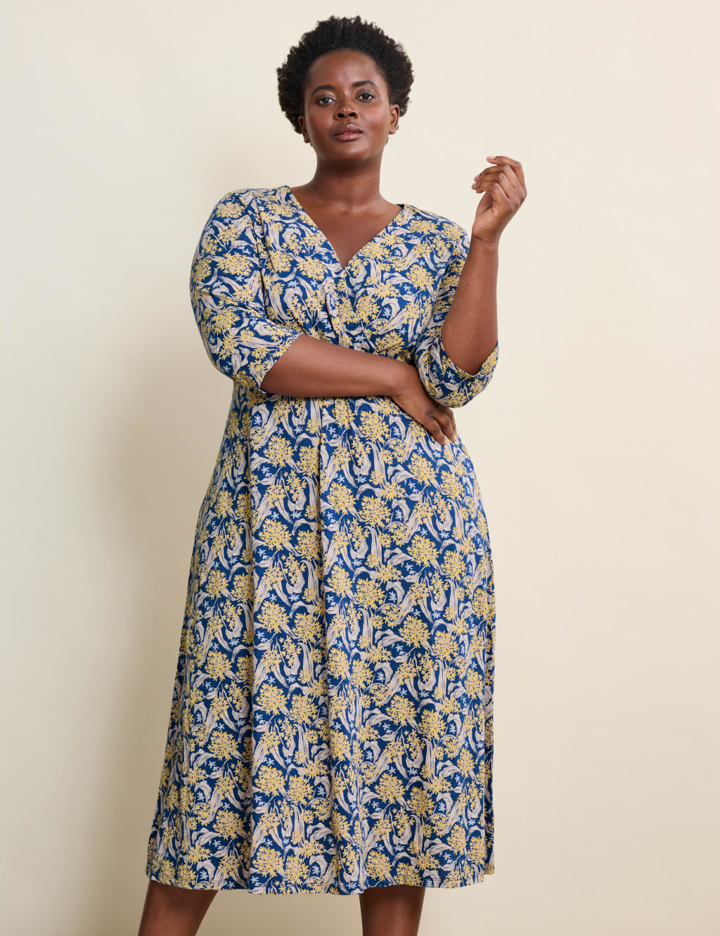 Organic Cotton Floral Midi Wrap Dress