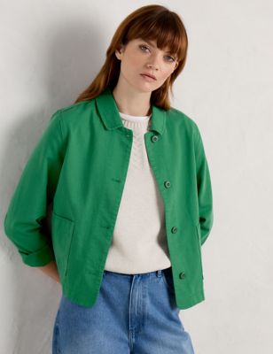 Seasalt Cornwall Womens Linen Rich Collared Jacket - 20REG - Green, Green
