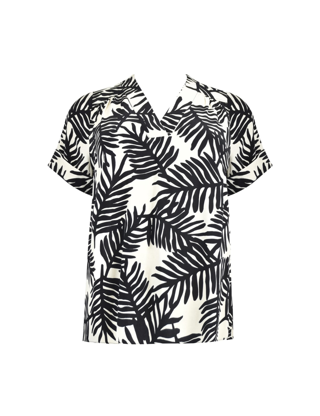 Leaf Print V-Neck Relaxed Blouse image 2