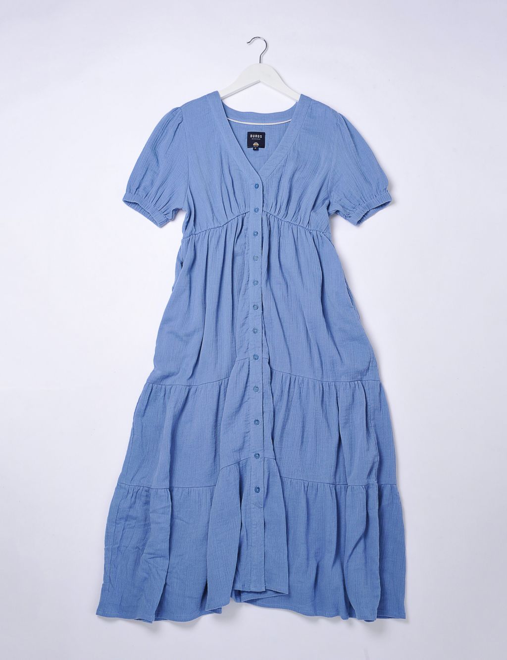 Pure Cotton Textured V-Neck Midi Dress image 2