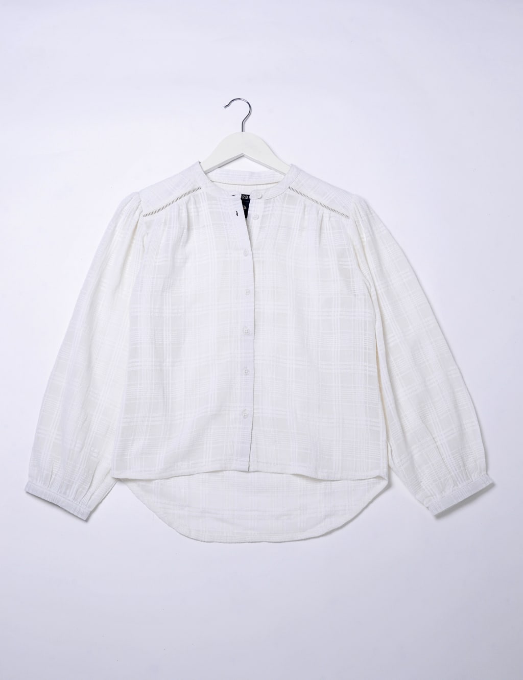 Pure Cotton Checked Crew Neck Blouse image 2