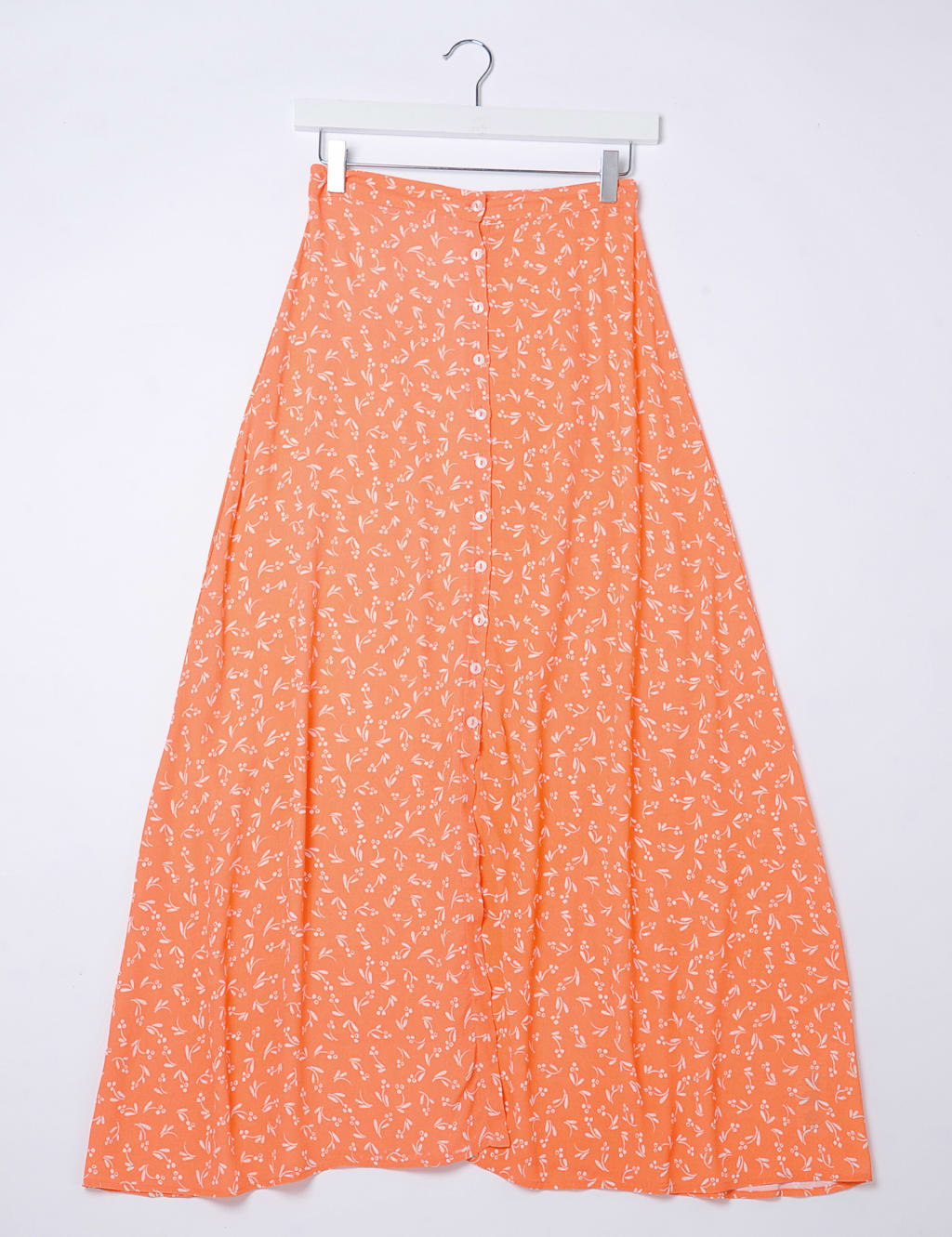 Printed Button Front Midi A-Line Skirt image 5