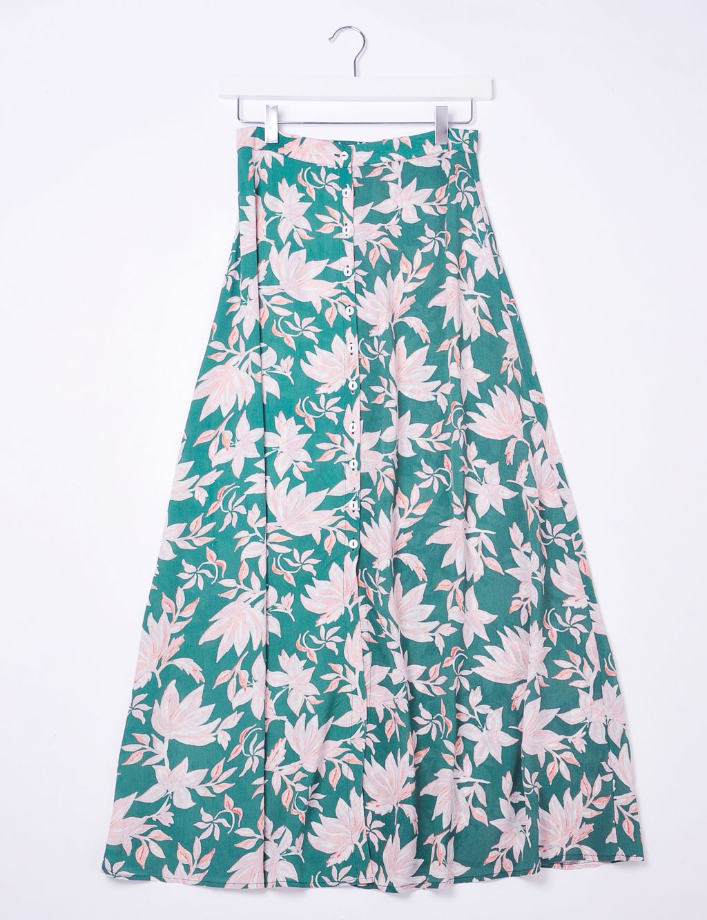 Floral Button Front Midi A-Line Skirt image 2