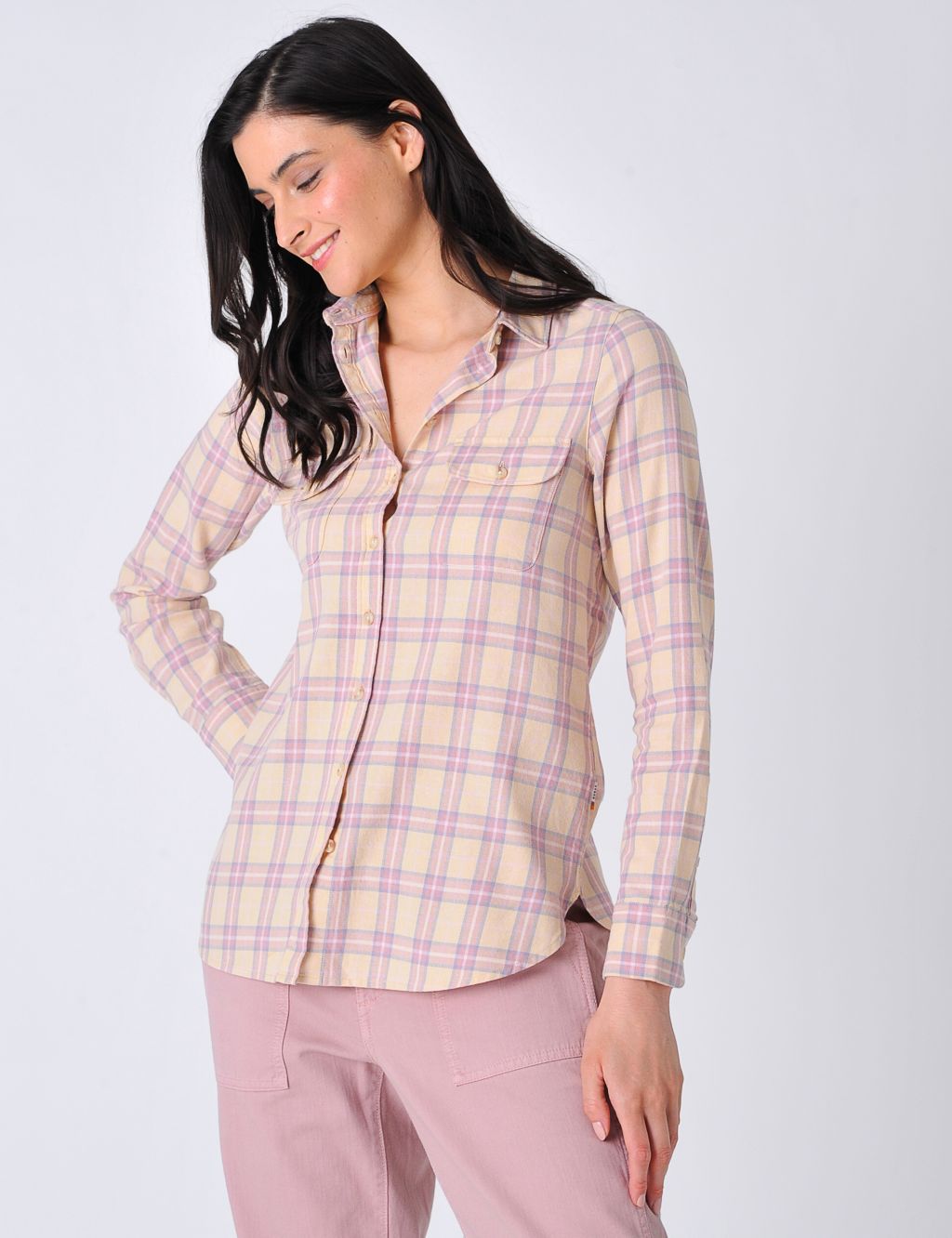 Brushed Pure Cotton Checked Collared Shirt image 1