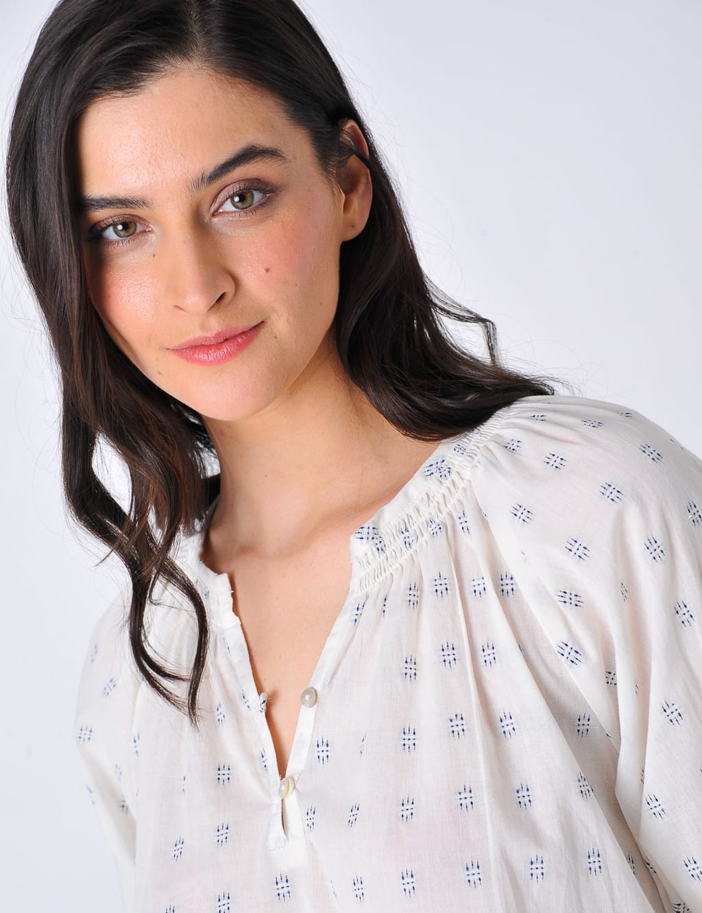 Pure Cotton Embroidered Notch Neck Blouse image 4