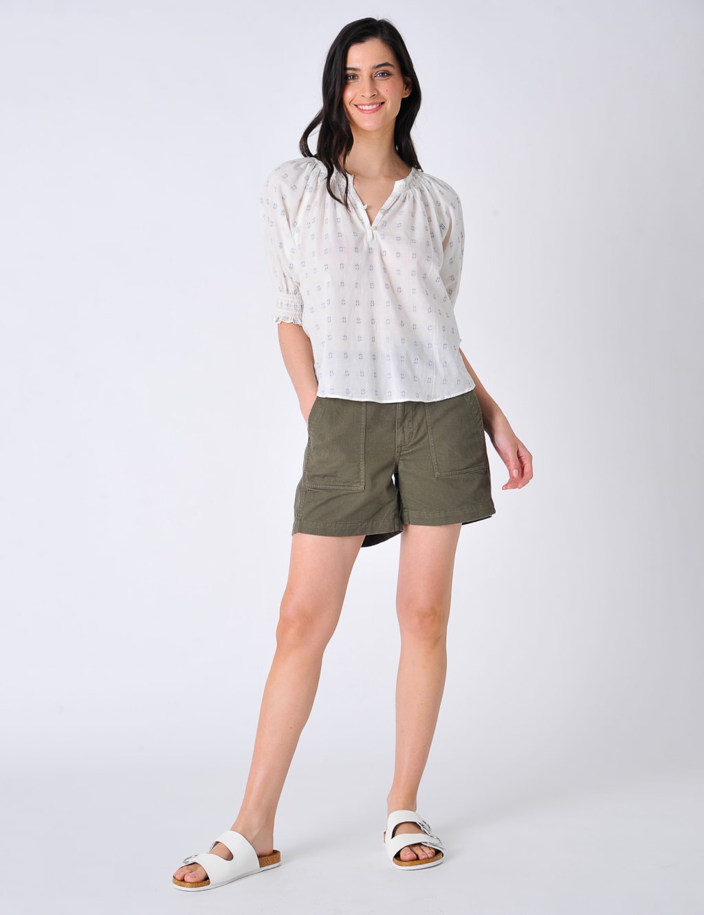 Pure Cotton Embroidered Notch Neck Blouse image 5
