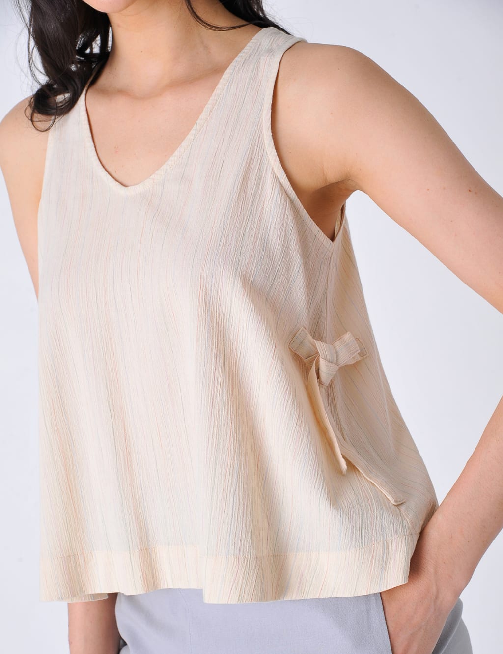 Pure Cotton Textured Striped Relaxed Vest image 4