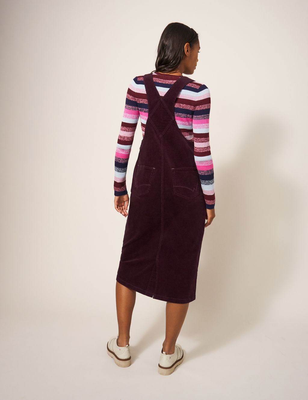 Cord Square Neck Knee Length Pinafore Dress image 3
