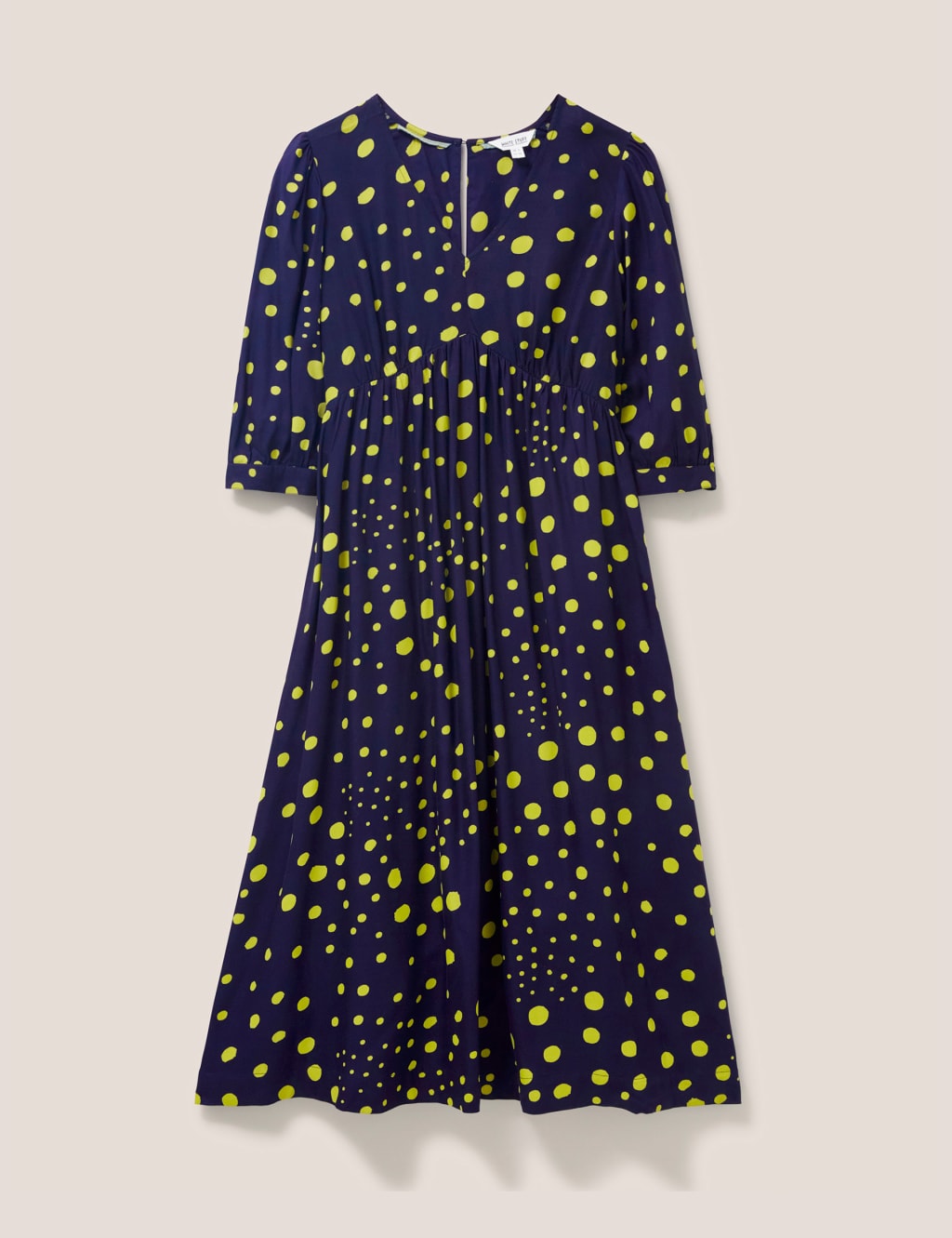 Polka Dot V-Neck Midi Relaxed Waisted Dress image 2