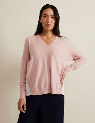 Phase Eight Womens V-Neck Knitted Top - S - Pink, Pink