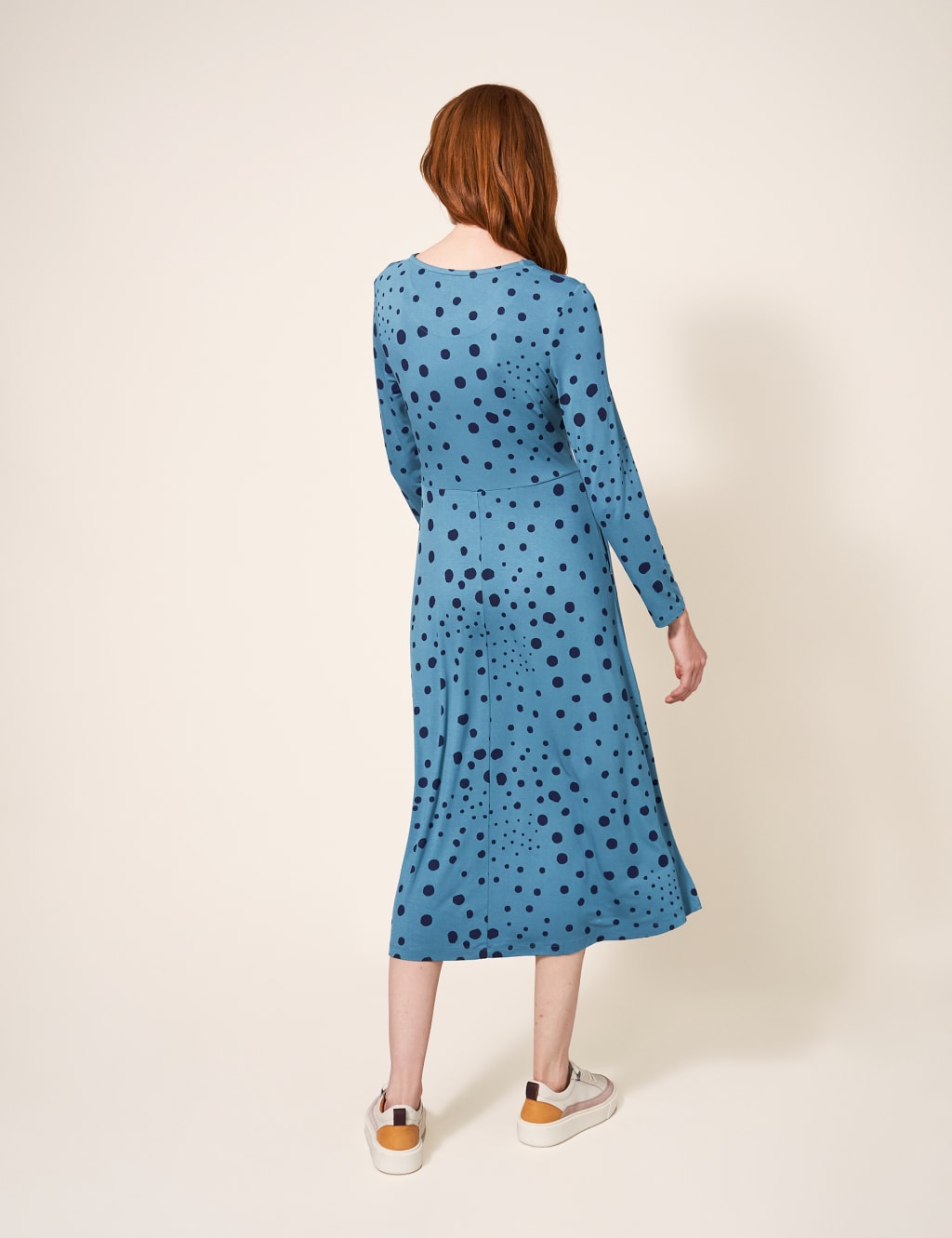 Jersey Polka Dot Midi Waisted Dress image 5