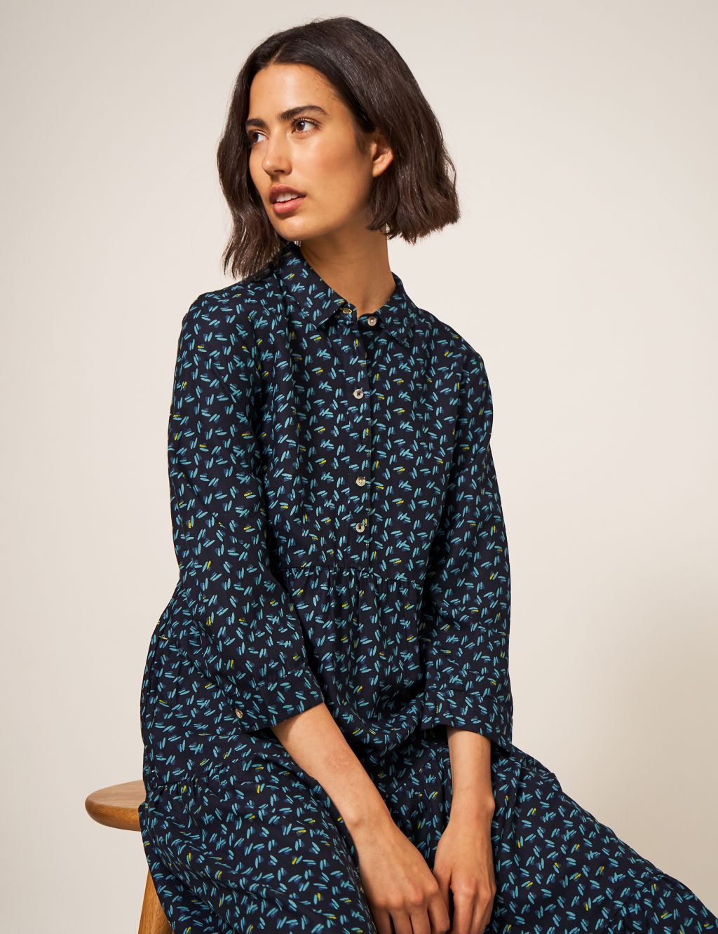 Printed Midaxi Tiered Relaxed Shirt Dress image 3