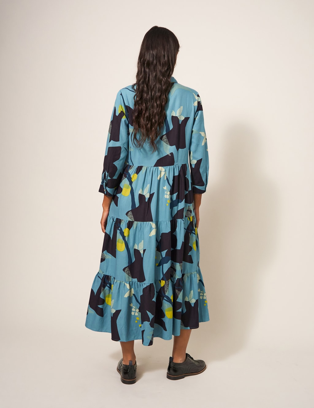 Cotton Blend Printed Midaxi Tiered Dress image 2