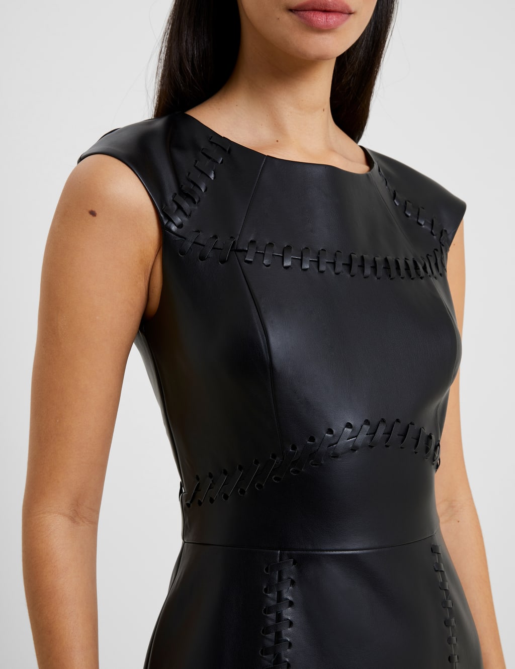 Textured Round Neck Mini Tailored Dress image 3