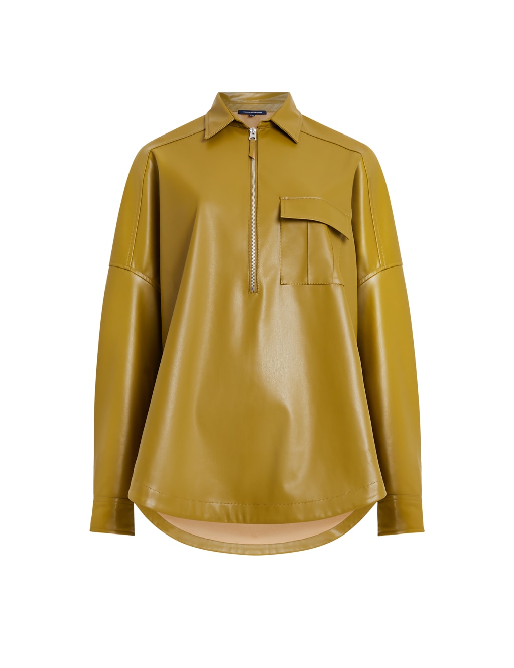 Faux Leather Collared Relaxed Shirt image 2