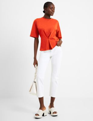 French Connection Women's Cotton Rich Relaxed Peplum Top - XS - Orange, Orange