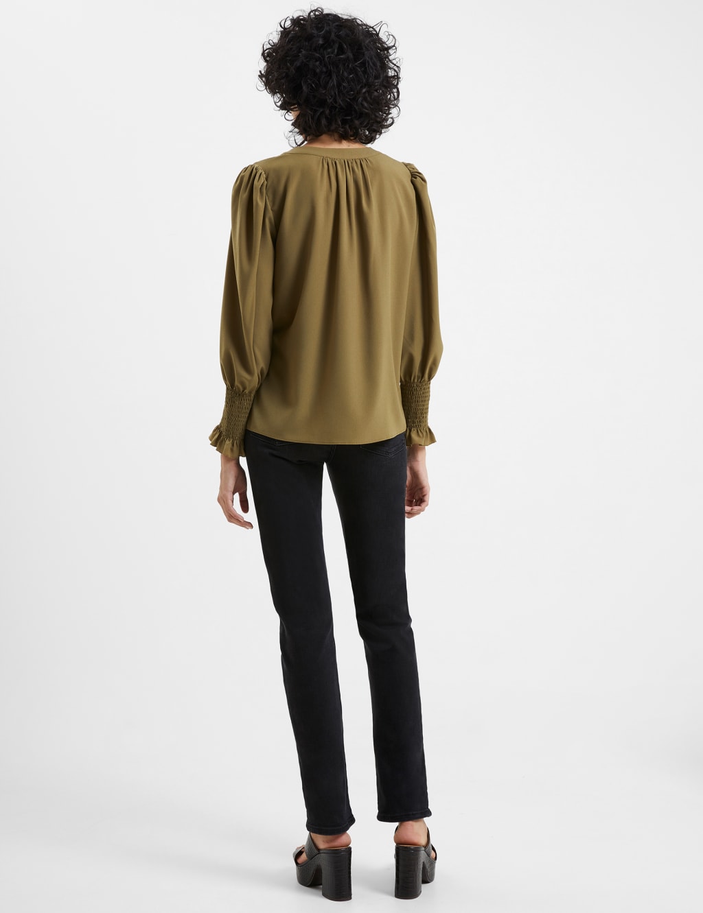 Crepe V-Neck Relaxed Button Through Blouse image 3