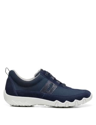 Hotter Womens Leanne II Suede Lace Up Trainers - 3 - Navy, Navy,Grey Mix,Black/Black
