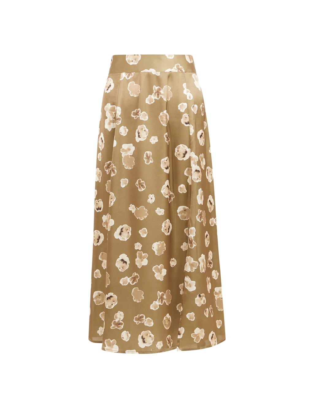Satin Floral Midi Split Front A-Line Skirt image 2