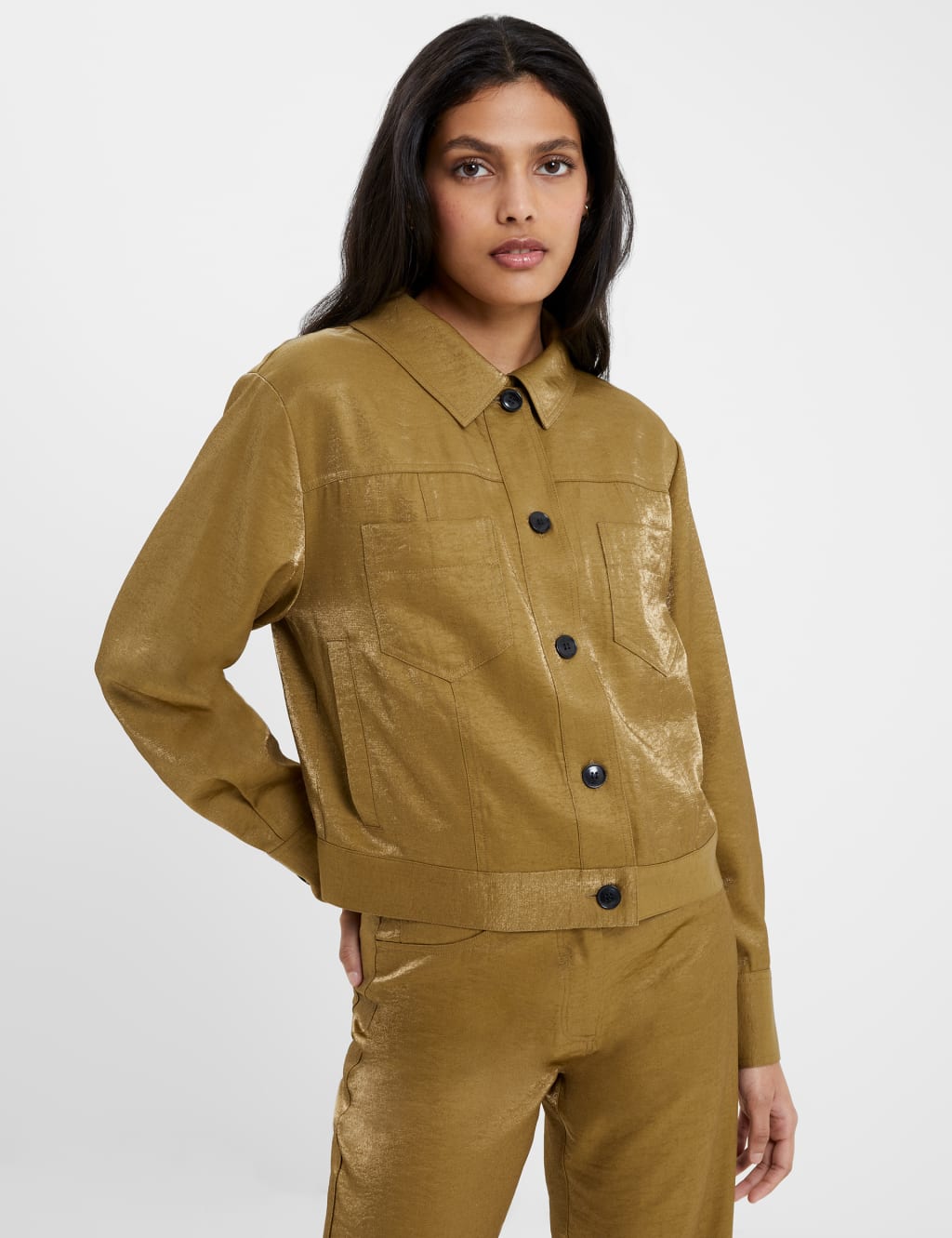 Textured Cropped Biker Jacket image 3