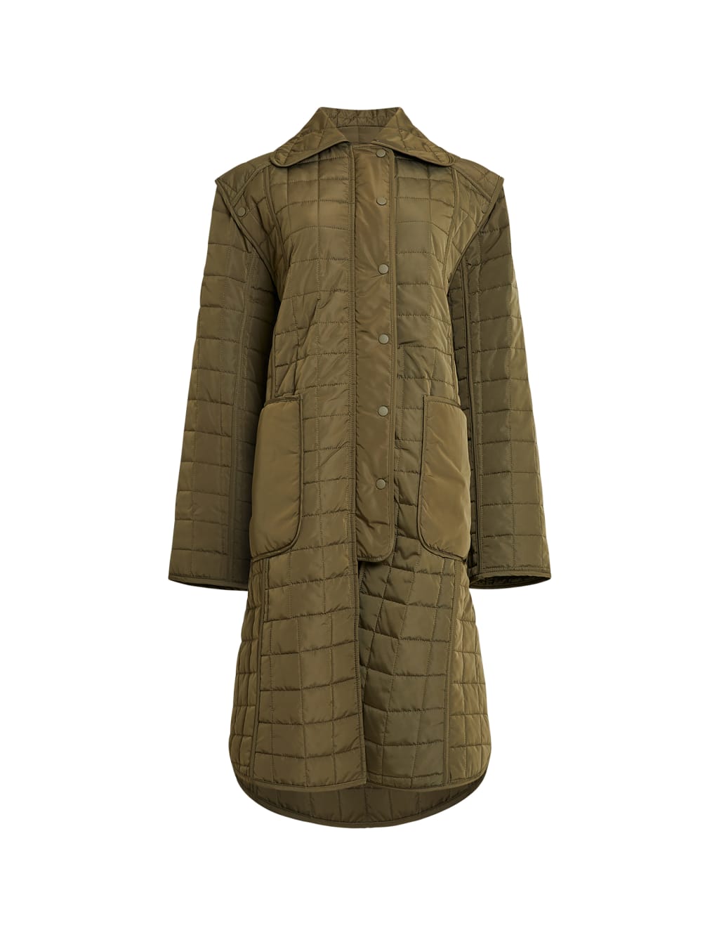 Quilted Collared Relaxed Longline Coat image 2