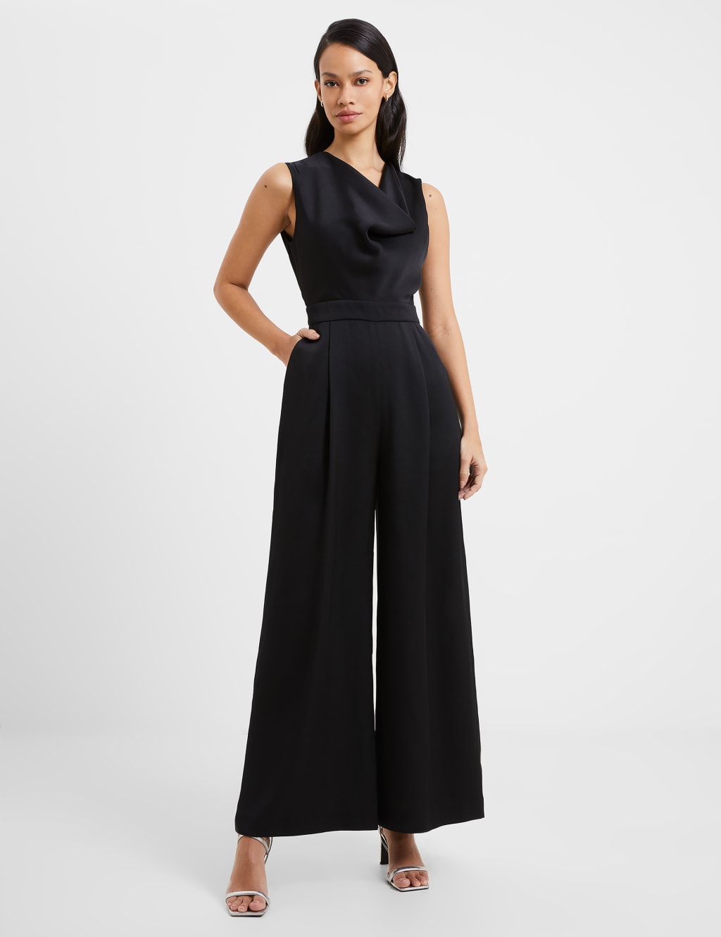 Satin Sleeveless Wide Leg Jumpsuit