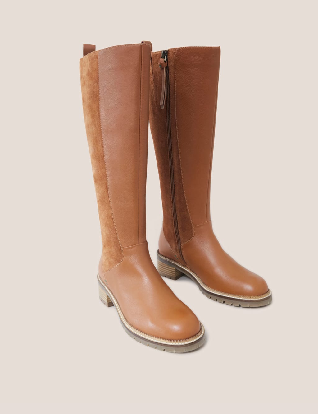 Leather Block Heel Knee High Boots image 2