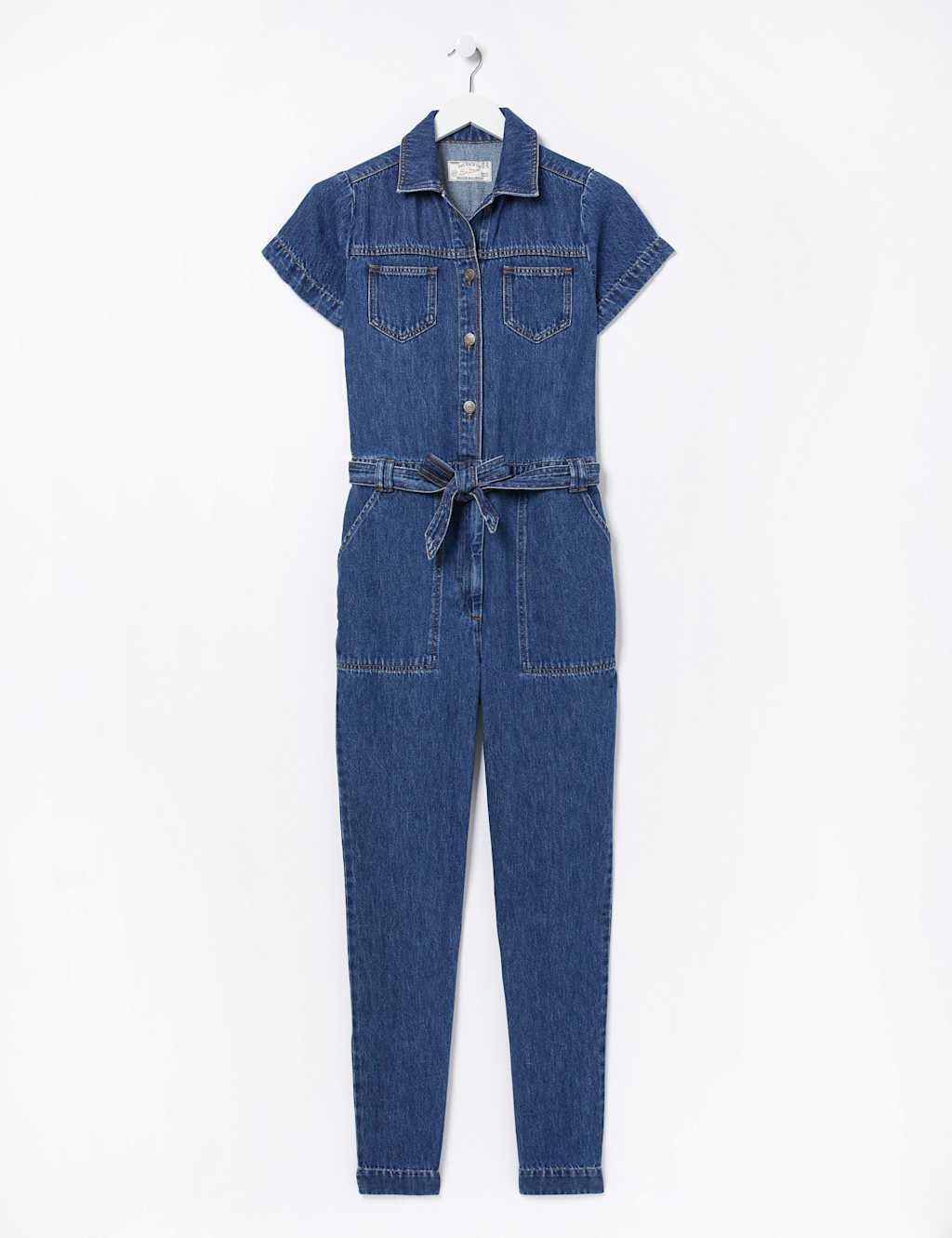 Denim Belted Button Front Jumpsuit image 2