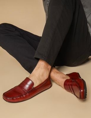 Jones Bootmaker Mens Leather Slip-On Loafers - 6 - Cognac, Cognac