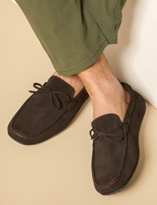 Jones Bootmaker Men's Suede Slip-On Loafers - 7 - Brown, Brown,Navy